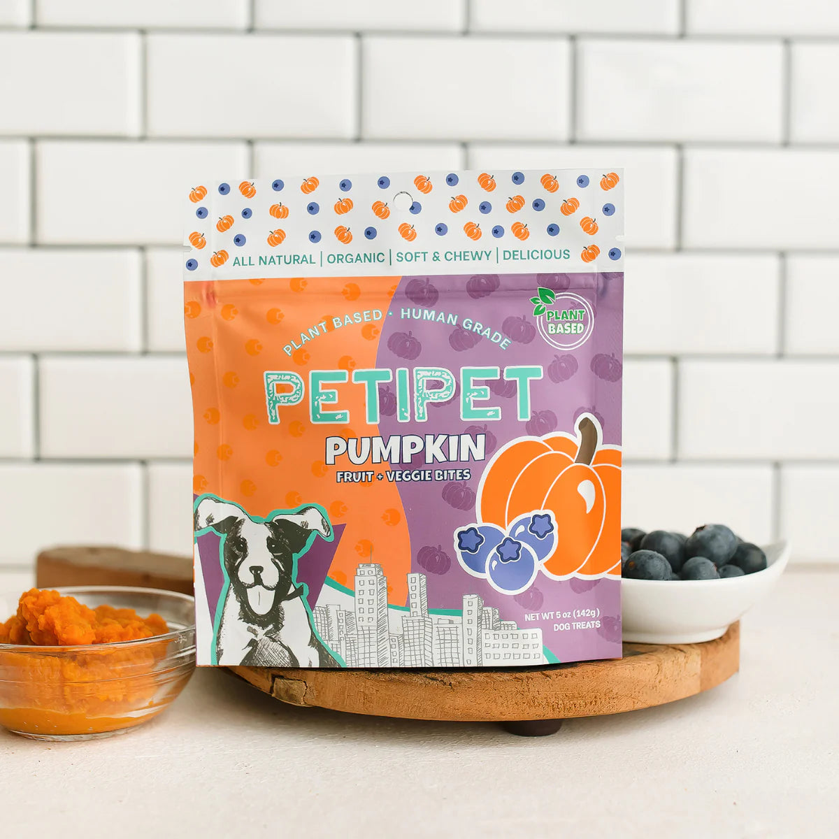 Natural pumpkin dog treats by Petipet for digestive health and healthy stool.
