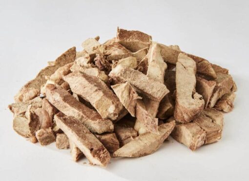 Freeze-dried beef heart for dogs, grain free single ingredient treat.