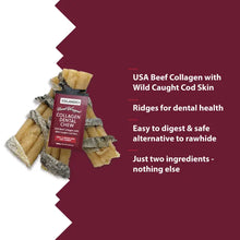 Load image into Gallery viewer, Icelandic+ Beef Collagen Dental Chews Cod Skin 4&quot;