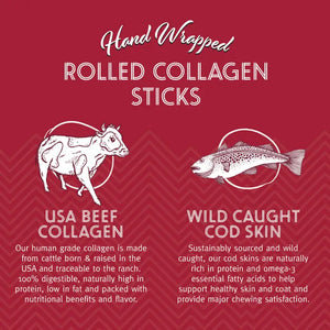 Icelandic+ Beef Collagen Rolled Stick Cod Skin 8"