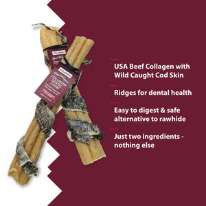 Icelandic+ Beef Collagen Dental Chews Cod Skin 8"