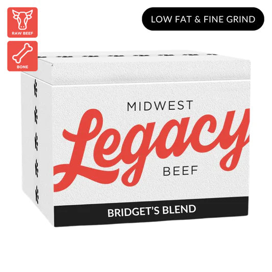 Midwest Legacy Beef Bridget's Blend raw dog food with lean beef and organ meats