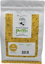 Package of Healthy Dogma Petmix dog food with yellow and white design