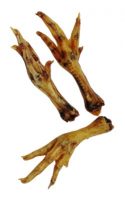 Single-ingredient crunchy chicken feet dog treats, healthy chew for small and medium dogs.