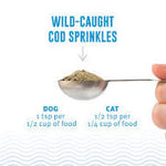 Icelandic+ Cod Skin Sprinkles used as a daily food topper for dogs and cats