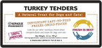 Freeze-dried turkey tender dog treats, single-ingredient lean protein snack.