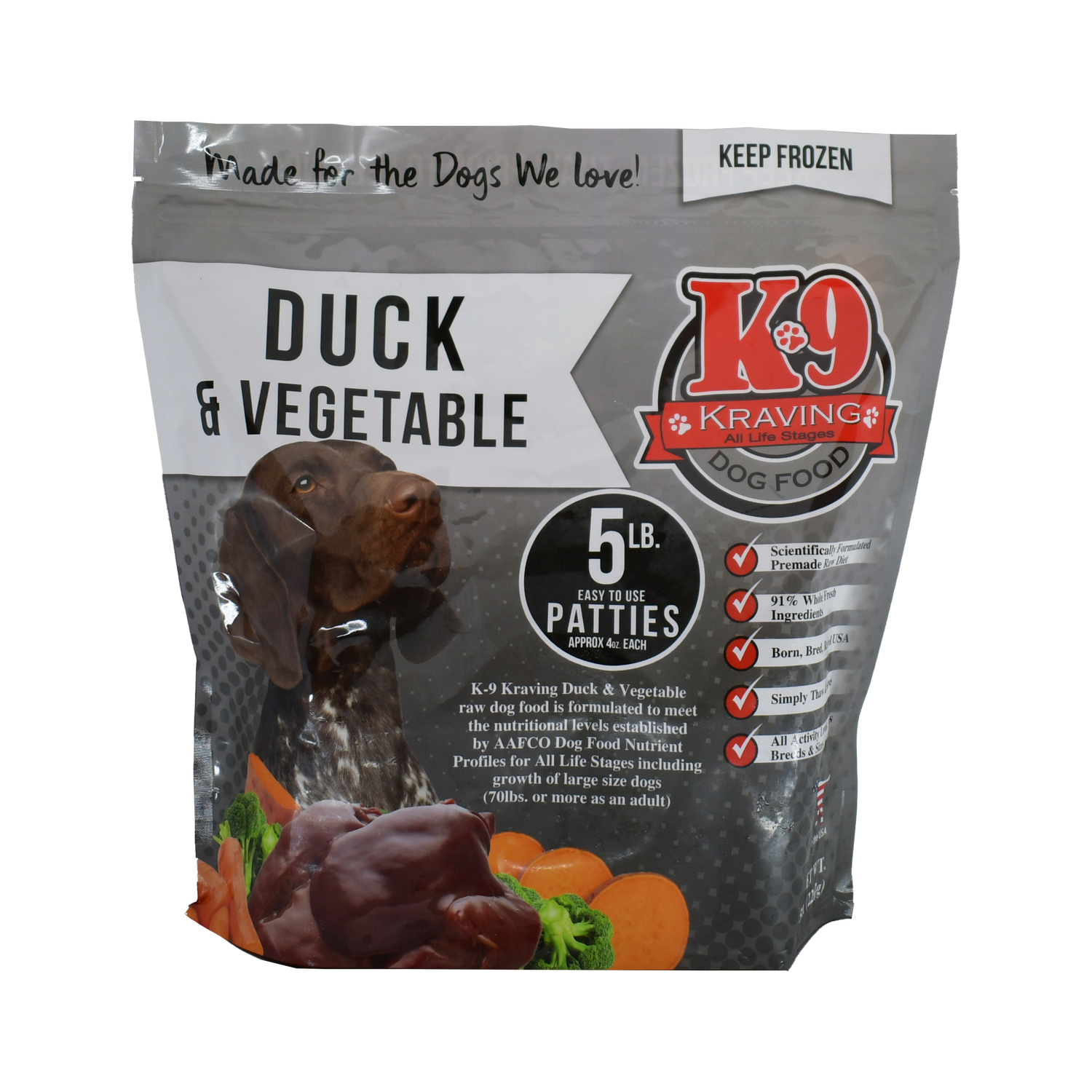 Duck & Vegetable Raw Dog Food – Grain-Free, Single Protein, Nutrient-Rich