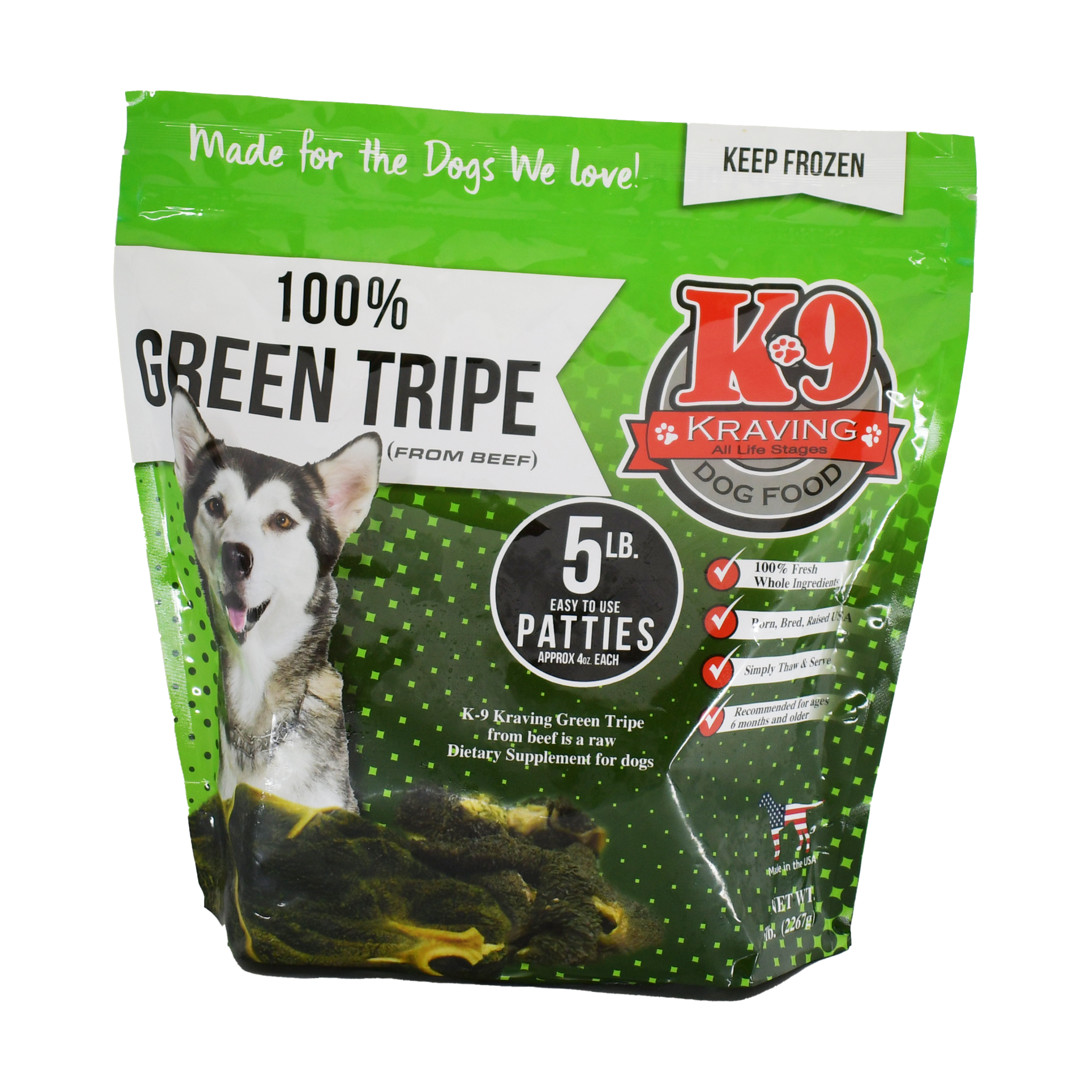 Green tripe for dogs to support gut health and healthy digestion.